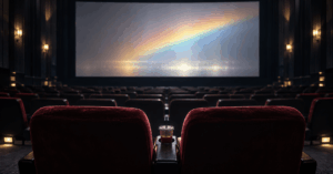虹色の光が差す映画館に残された二つの空席